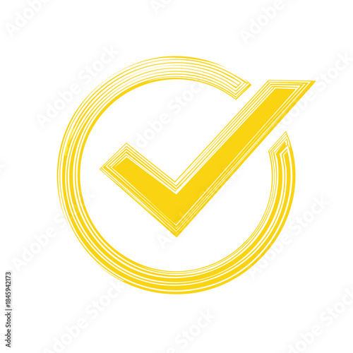 Yellow Check Mark Illustration: A simple symbol inside a circle, indicating confirmation, approval, or completion.