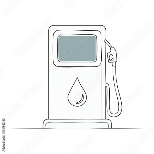 Gas station pump minimal line drawing with a drop symbol for fuel dispensing in a sketch style