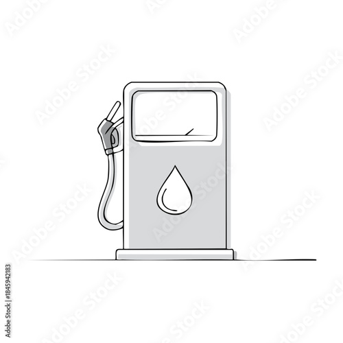 Minimalist Gas Station Pump Illustration with Fuel Drop Symbol and Gray Tones for Fuel Related Designs