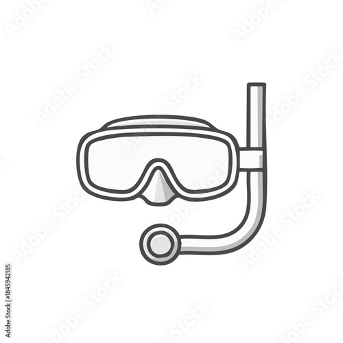 Snorkel and Diving Mask Outline Illustration Minimalist Design Simple Grey Water Sports Gear Vacation Equipment