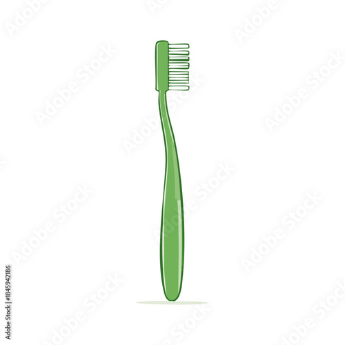 Green Toothbrush Close Up Isolated Single Toothbrush Hygiene Oral Care Routine Freshness Bathroom Tool Dental