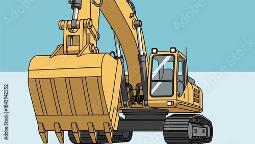 A yellow excavator is lifting heavy material on a construction site with its large bucket.