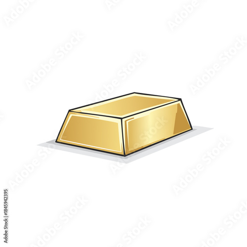 Solid Gold Bar Depiction for Wealth or Investment Concept on White