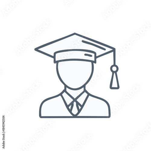 Graduate Line Icon Showing Graduation Cap and Gown Simple Vector Illustration