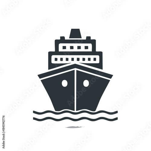 Sleek Cruise Ship Icon Maritime Voyage and Ocean Travel Vector Illustration