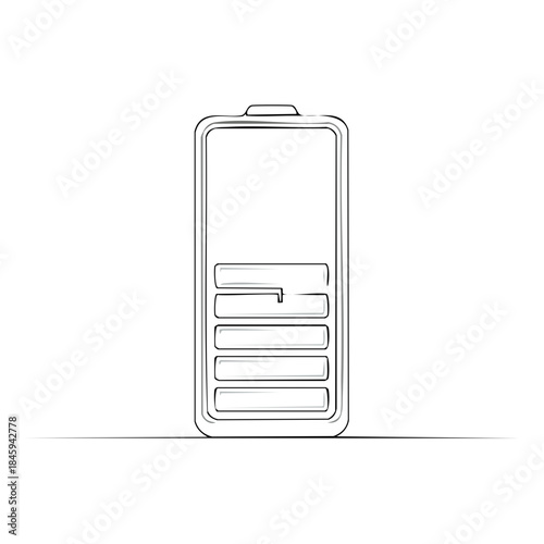 Stylized low battery icon illustration showcases power depletion and energy decline indicator design