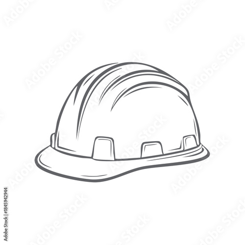 Vector illustration of a construction helmet for safety and protection equipment. Outline design of protective gear.