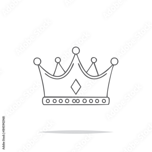 Elegant Crown Royalty Symbol Illustration, Line Art, Isolated Icon, Simple Modern Design, Minimalist Style, Royal King, Leadership Authority