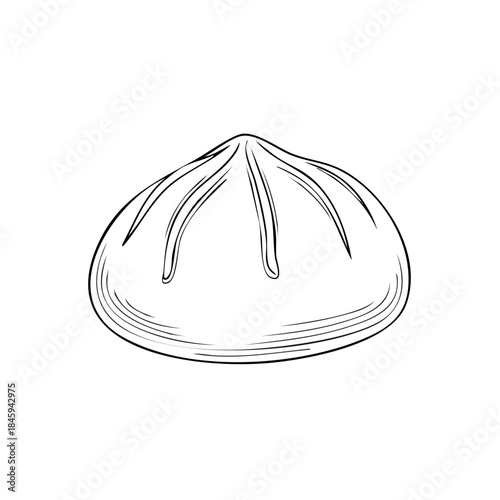 Asian dumpling sketch delicious savory filled bun drawing design for restaurant logo or culinary illustrations monochrome