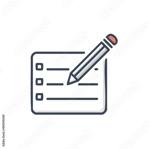 Checklist icon on a notepad with a pencil for taking notes and marking completed tasks or important reminders