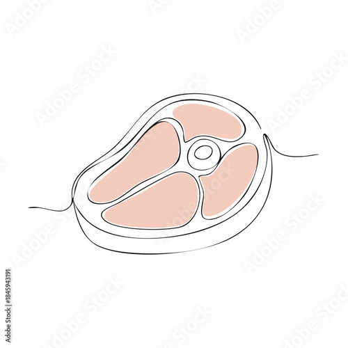 Delicious Steak in One Line Art: Minimalist Beef Tenderloin for Culinary and Restaurant Themes