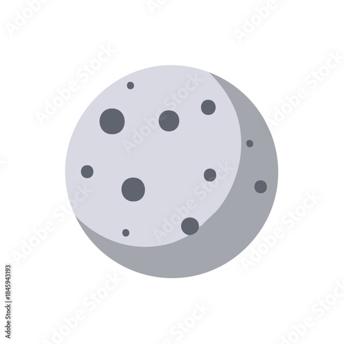 Gray Moon With Craters Simple Planet Space Astronomy Icon Illustration