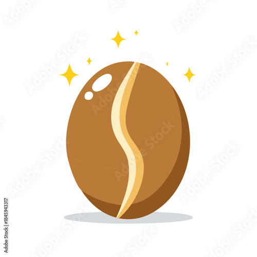 Aromatic coffee bean with a distinctive wave, glistening with light and suggestive of rich flavor and freshness