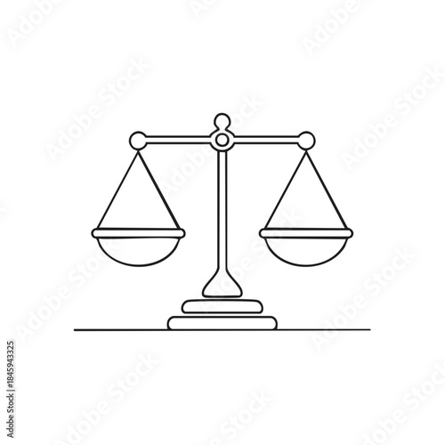 Balance scale illustration for measuring weight in a simple minimalist design on a white background ideal for logos and icons