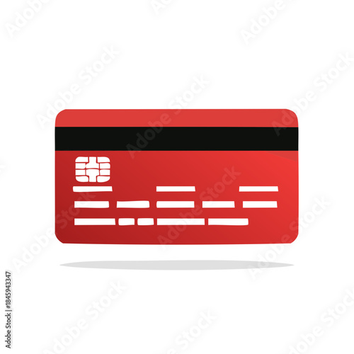 Red Credit Card Finance Banking Transactional Plastic Currency Payment Method E-Commerce Vector