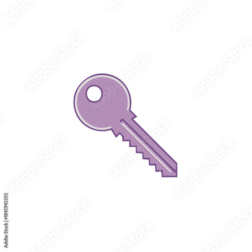 Isolated Key Icon Illustration Security Concept in Purple Hues Lock Mechanism Solution Access
