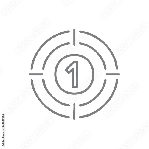 Countdown Leader, Number One on a Timer with a Film Leader Symbol, Film Making Leader in Circular Frame