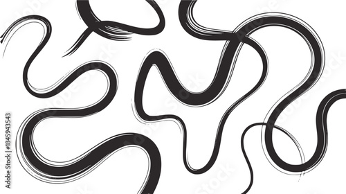 Black and white abstract fluid ink lines pattern