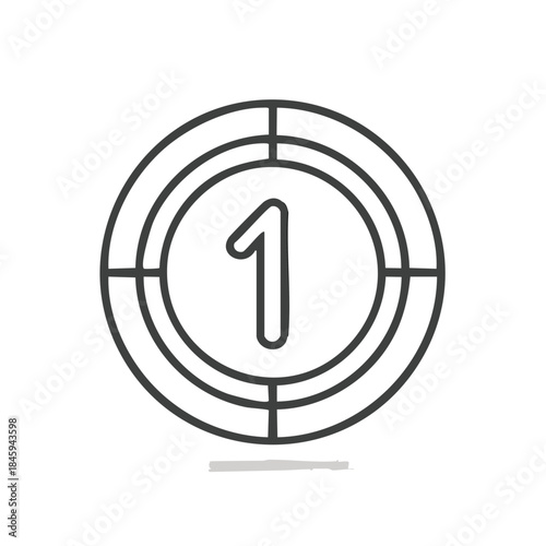 Film countdown number one icon representing movie production process and digital content creation