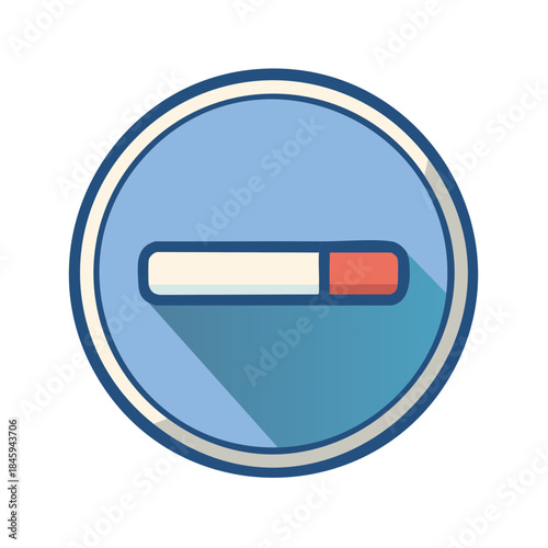 Cigarette Prohibited Sign Symbolic Illustration Circular Blue Border No Smoking Symbol Health Restriction Notice