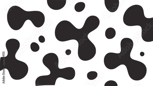 Minimalist black and white abstract organic blob pattern
