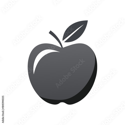 Stylized Single Apple Graphic: Simple Vector Fruit Icon with Gradients and Leaf