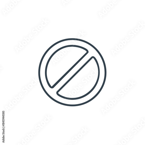 Prohibition Sign Icon, Restriction Symbol Design, Forbidden Mark, Stop Circle Vector Art, No Entry, Black Contour Shape, UI Element
