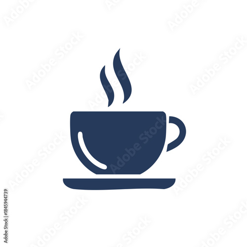 Steaming Hot Coffee Mug Icon Illustration Coffee Break Cafe Hot Drink Logo Simple