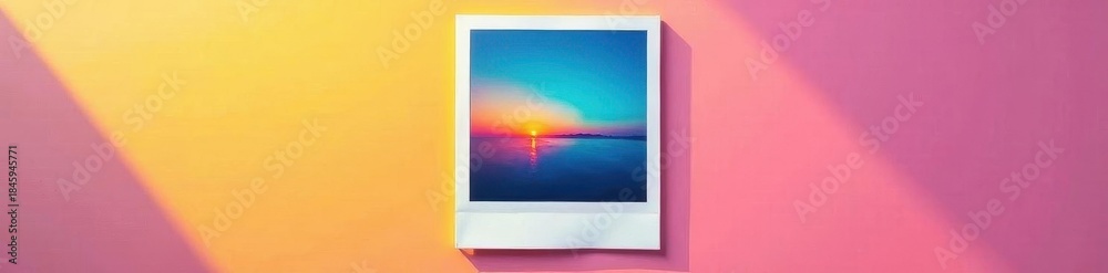 Naklejka premium Brightly colored polaroid within a modern white frame , detail, design