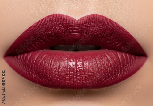 Beautiful wine lipstick on perfect lips