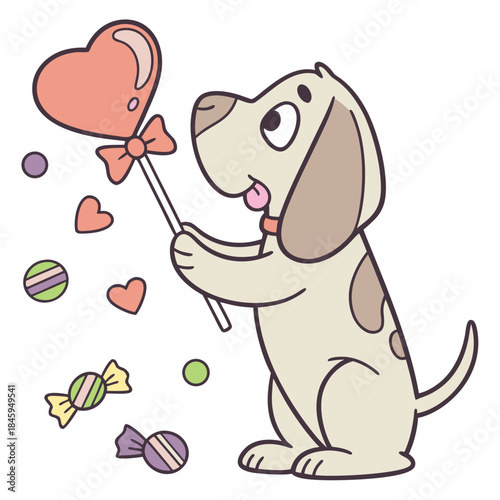 SVG art: A Gentle Bloodhound in a Birthday vibe with holding a heart, tinted with Candy Shop tones
