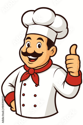 Cartoon Chef with Thumbs Up, Ready to Cook Delicious Food with a Smile