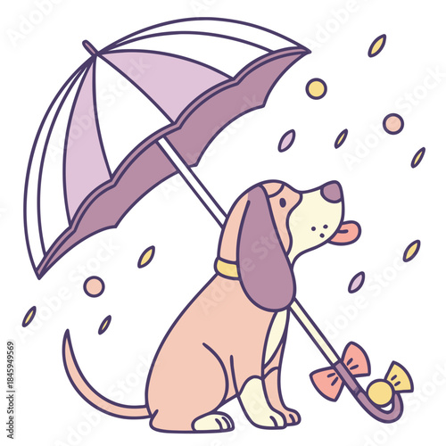 SVG art: A Funny Bloodhound in a Birthday vibe with under an umbrella, tinted with Candy Shop tones