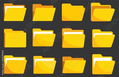 Modern File Folder Icons for Organizing and Managing Digital Files