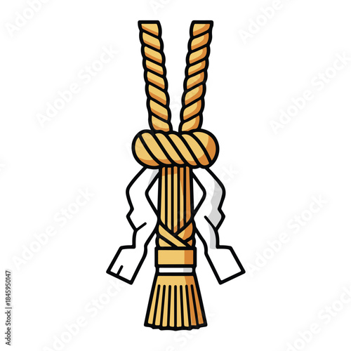 Shide decoration for shinto rituals. Perfect for cultural designs, religious themes, traditional japanese events, spiritual backgrounds, and ceremonial illustrations.