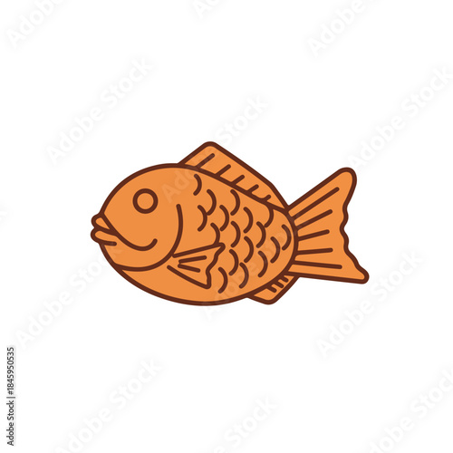 Ideal for food blogs, asian cuisine restaurants or cultural publications targeting a younger audience, a playful taiyaki cake illustration.