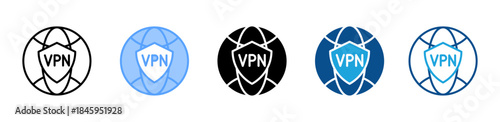 Vpn  icon set multiple style collection