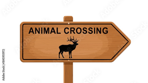 Animal crossing sign with elk silhouette directing road traffic  