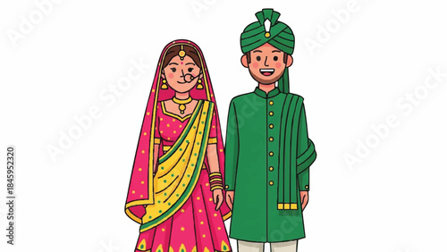 Traditional Indian couple in festive attire