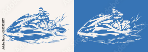 Water Sport Jet Ski Vector Illustration