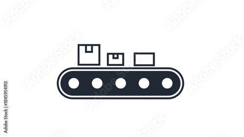 Conveyor belt with boxes on a production line.