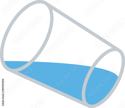 Glass Tilted With Water Line Art