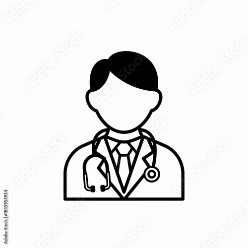 Doctor icon with stethoscope medical professional symbol.