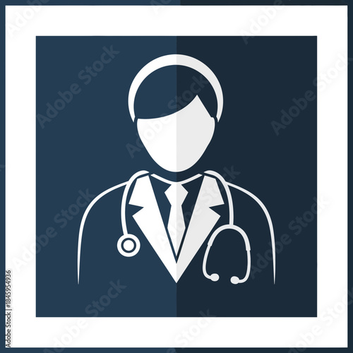 Doctor icon with stethoscope professional medical symbol.