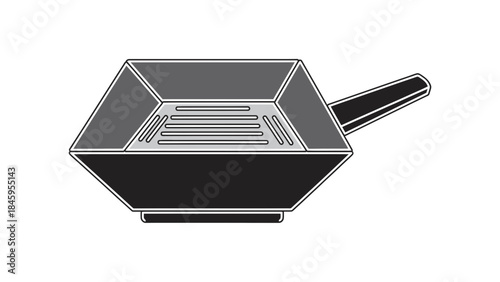 Grill pan kitchen utensil vector illustration cooking equipment.