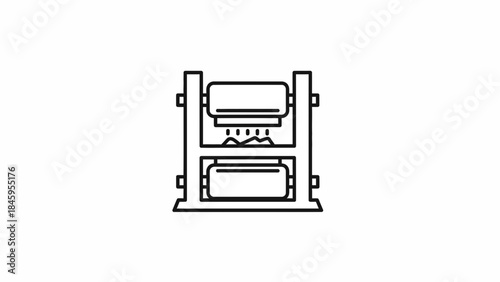 Industrial Press Machine Manufacturing Process Icon.