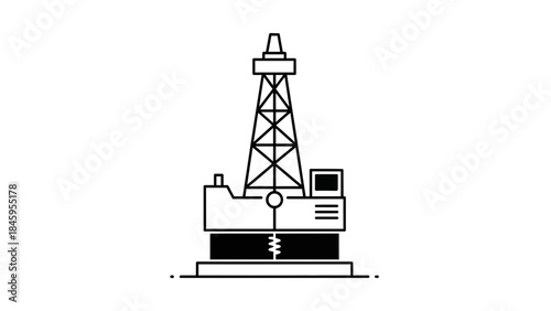 Industrial Oil Rig Drilling Platform Illustration.