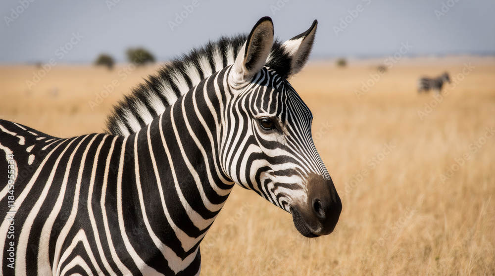 Naklejka premium Wild Zebra in Natural Habitat