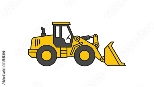 Simple vector illustration of a yellow front end loader construction vehicle.