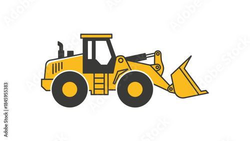 Yellow Front End Loader Construction Vehicle Illustration.